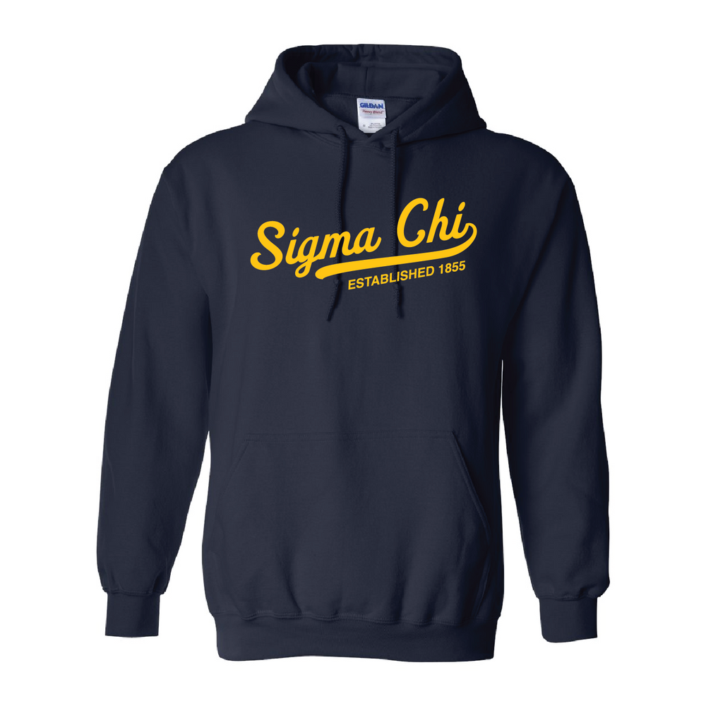 Sigma Chi Script Hoodie in Navy