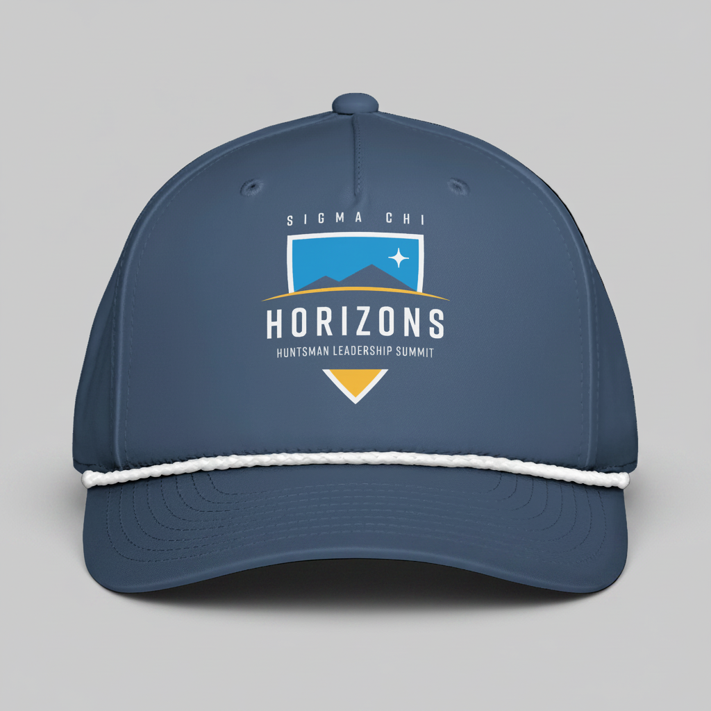 Navy blue cap with 'Horizons' logo on a white background