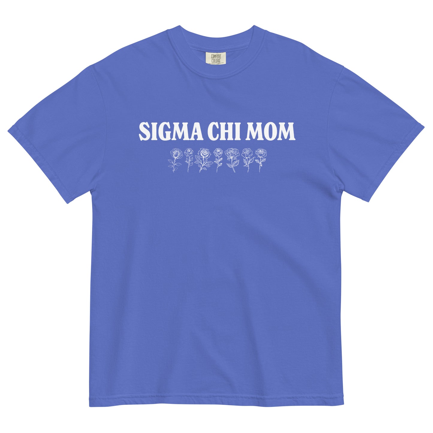 Sigma Chi White Rose Mom T-Shirt in Blue