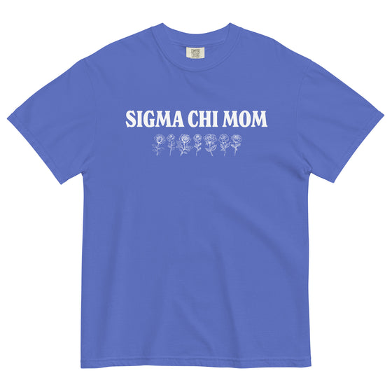 Sigma Chi White Rose Mom T-Shirt in Blue