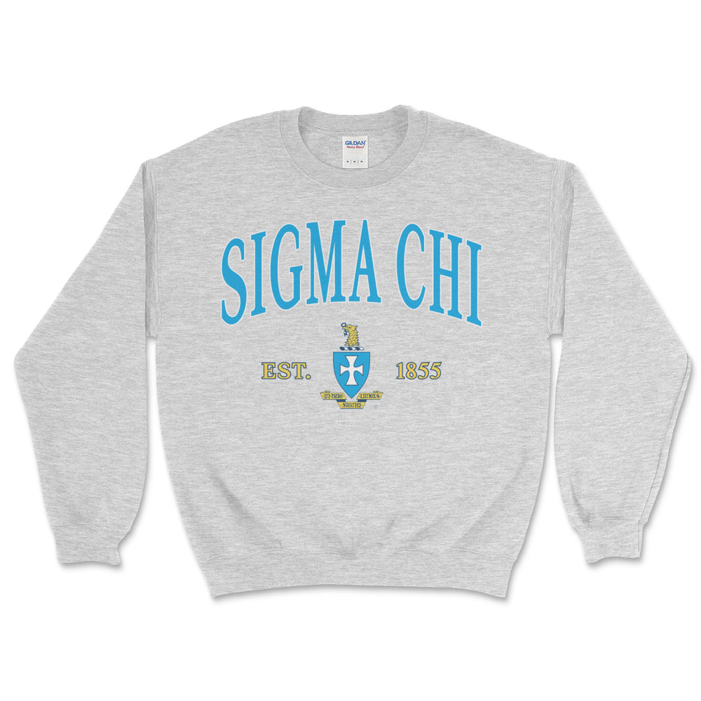 Sigma Chi Vintage Crest Crewneck Sweatshirt (Silver Grey)