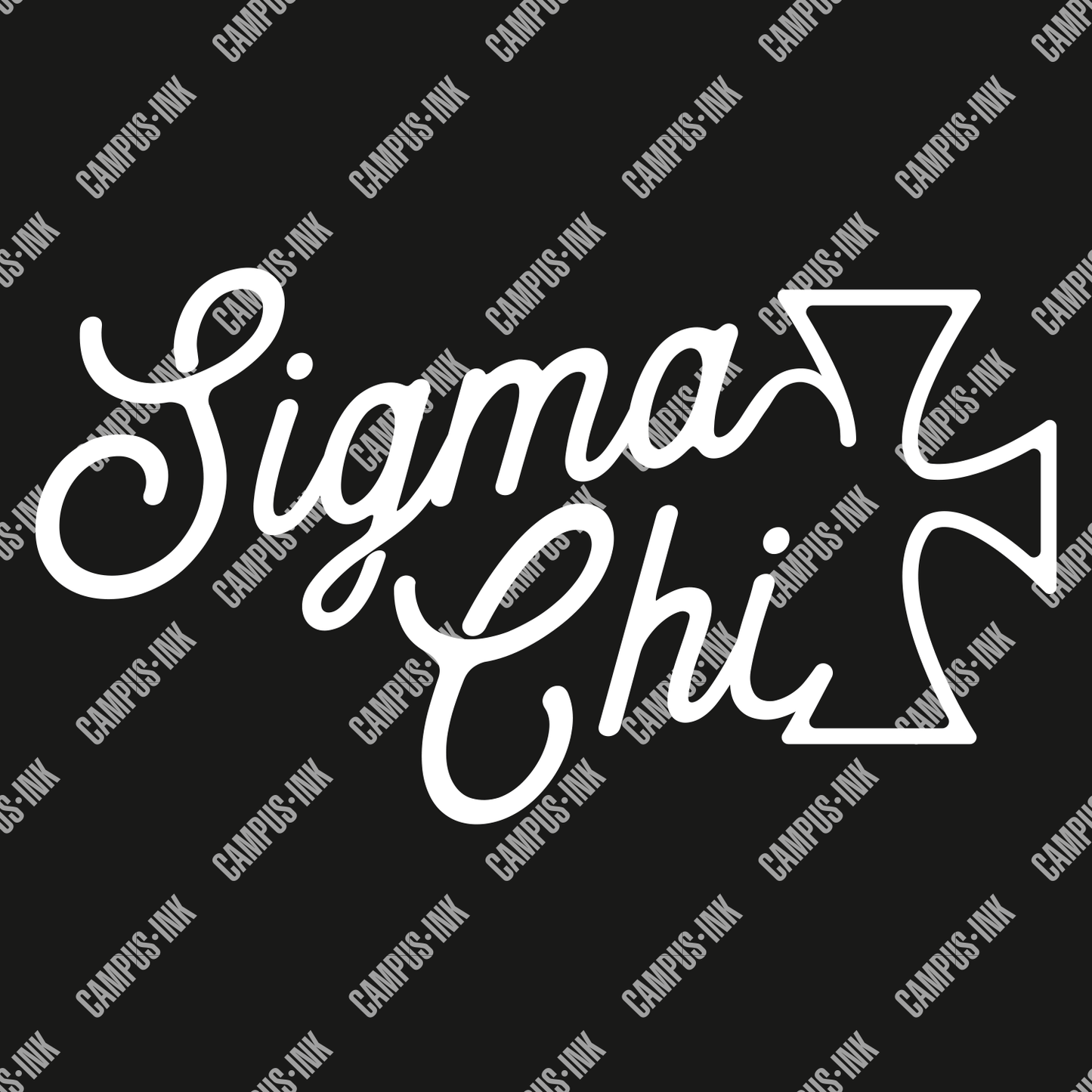 Sigma Chi White Cross Script Print Design - Sigma Chi Fraternity