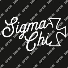  Sigma Chi White Cross Script Print Design - Sigma Chi Fraternity